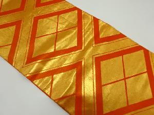 アンティーク　四つ割菱模様織り出し袋帯（着用可）